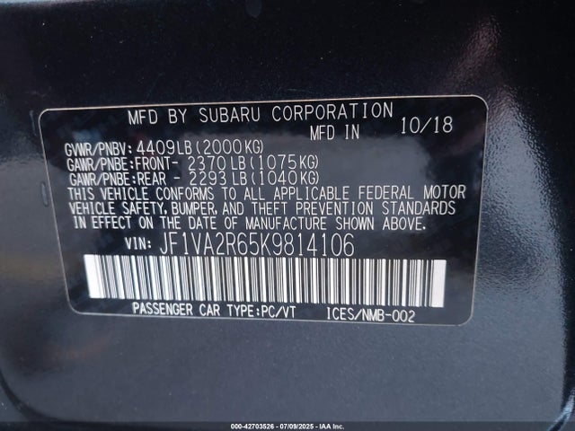 JF1VA2R65K9814106 Subaru WRX