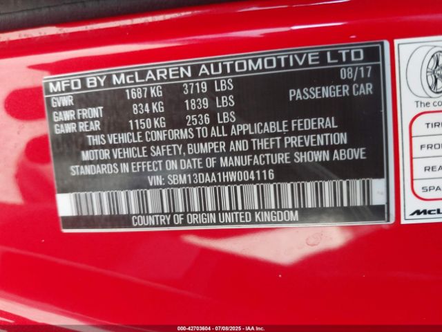 2017 MCLAREN 570S SBM13DAA1HW004116 Photo 8