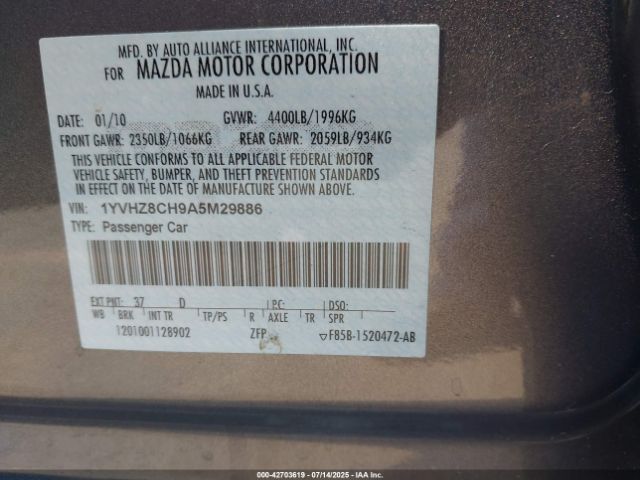2010 MAZDA MAZDA6 1YVHZ8CH9A5M29886 Photo 8
