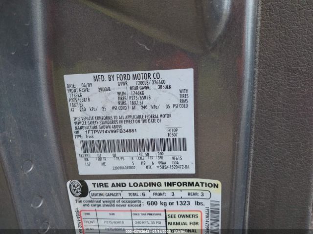 2009 FORD F-150 1FTPW14V99FB34881 Photo 8