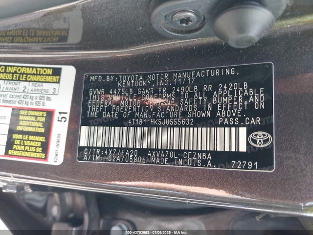 4T1B11HK5JU555632 Toyota a25a-fks