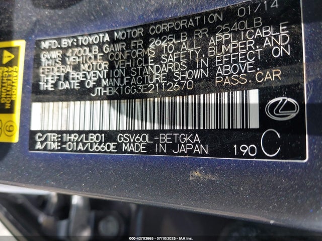 JTHBK1GG3E2112670 Lexus 2gr-fe