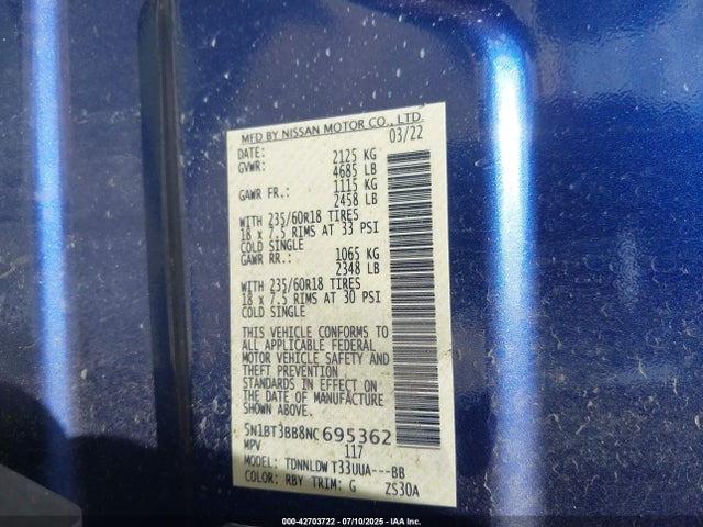 Nissan Rogue 2022 5N1BT3BB8NC695362 Image 9