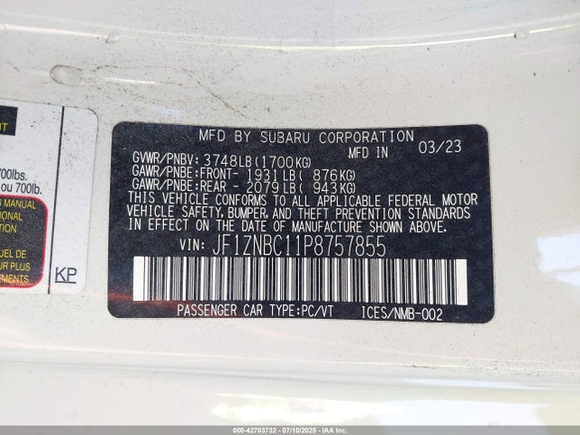 Toyota na 2023 JF1ZNBC11P8757855 Image 9