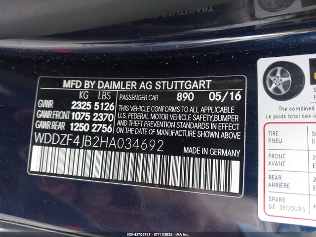 WDDZF4JB2HA034692 Mercedes-Benz m274