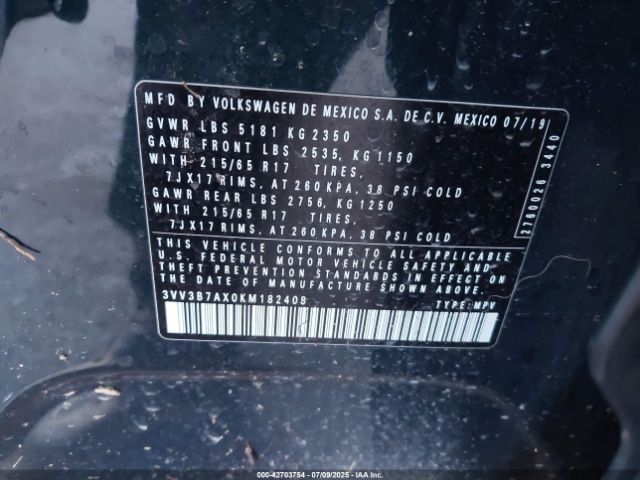 2019 VOLKSWAGEN TIGUAN 3VV3B7AX0KM182408 Photo 8