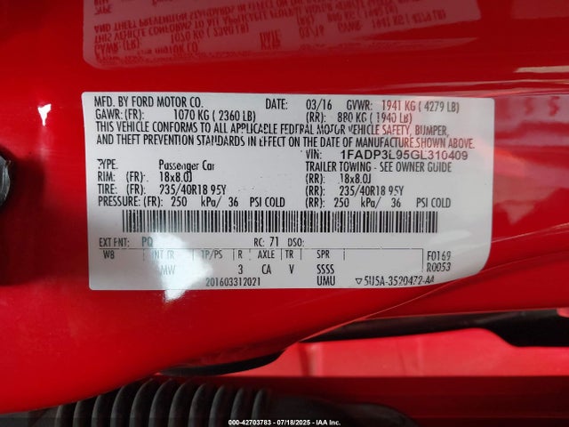 Ford 2016 2016 1FADP3L95GL310409 Image 9