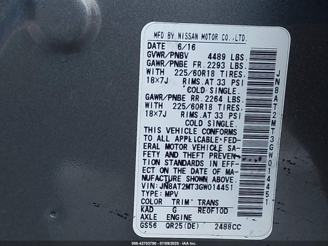 Nissan 2016 2016 JN8AT2MT3GW014451 Image 9