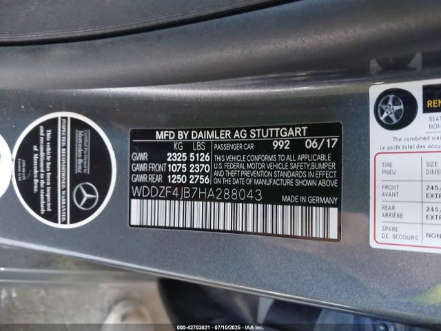 WDDZF4JB7HA288043 Mercedes-Benz m274