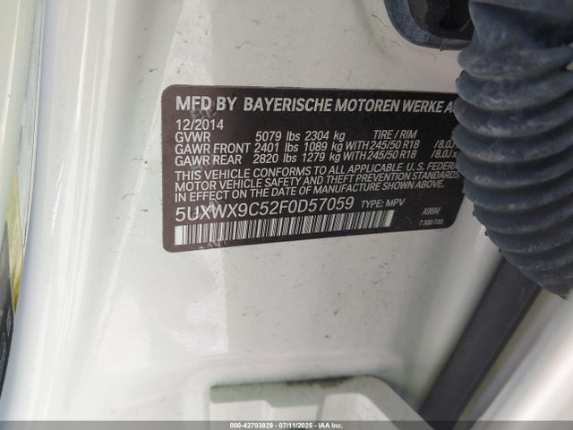 BMW 2015 2015 5UXWX9C52F0D57059 Image 9