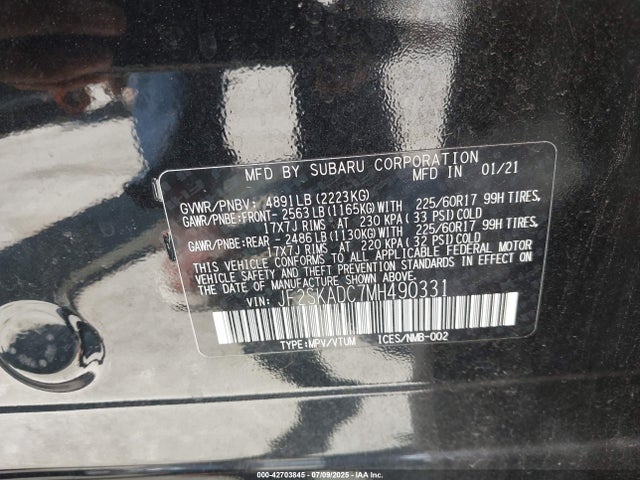 Subaru na u5 2021 JF2SKADC7MH490331 Image 9