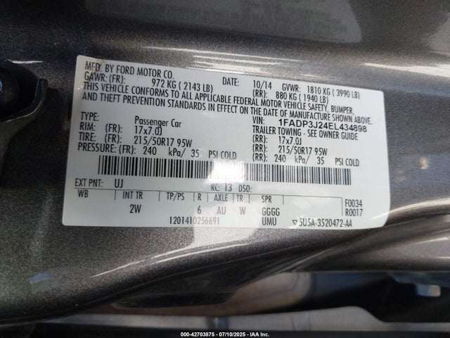 1FADP3J24EL434898 Ford 2014