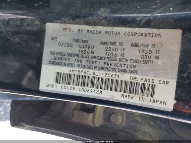 2020 MAZDA MAZDA3 JM1BPACL8L1170671 Photo 8