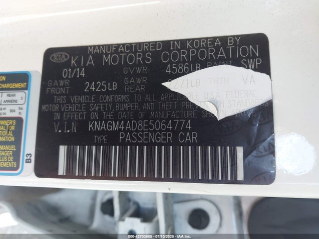 KIA dohc mpi theta ii 2014 KNAGM4AD8E5064774 Image 9