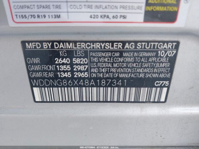 2008 MERCEDES-BENZ S 550 WDDNG86X48A187341 Photo 8