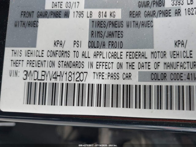 3MYDLBYV4HY181207 Toyota p5v