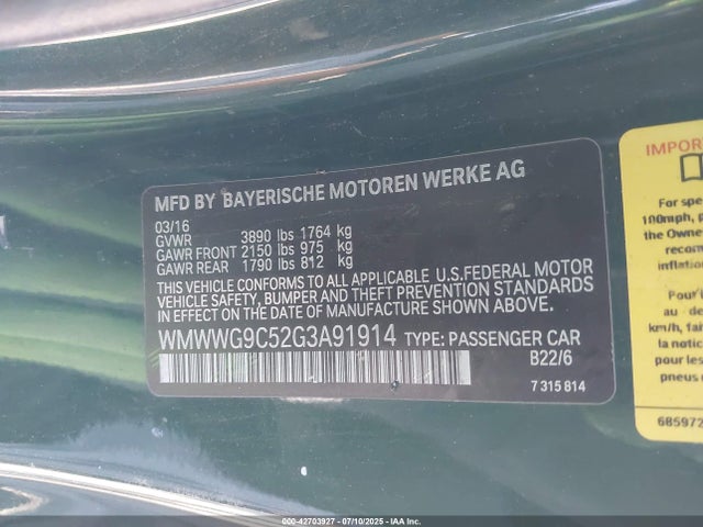 WMWWG9C52G3A91914 Mini 2016