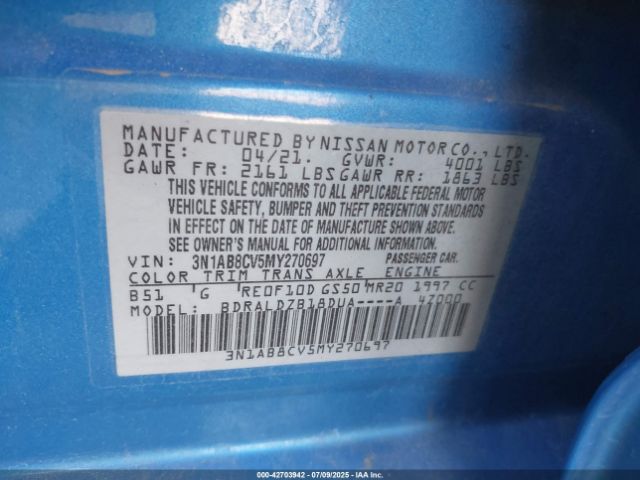 2021 NISSAN SENTRA 3N1AB8CV5MY270697 Photo 8