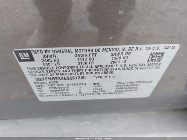 2014 CADILLAC SRX 3GYFNBE33ES661249 Photo 8