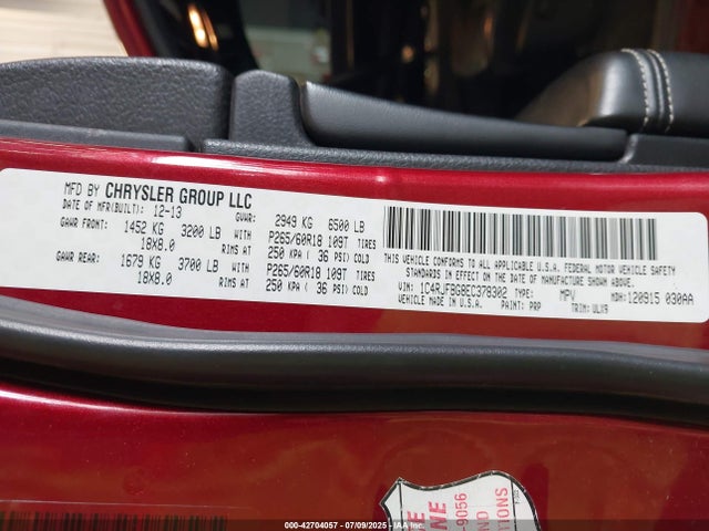 1C4RJFBG8EC378302 Jeep Grand Cherokee