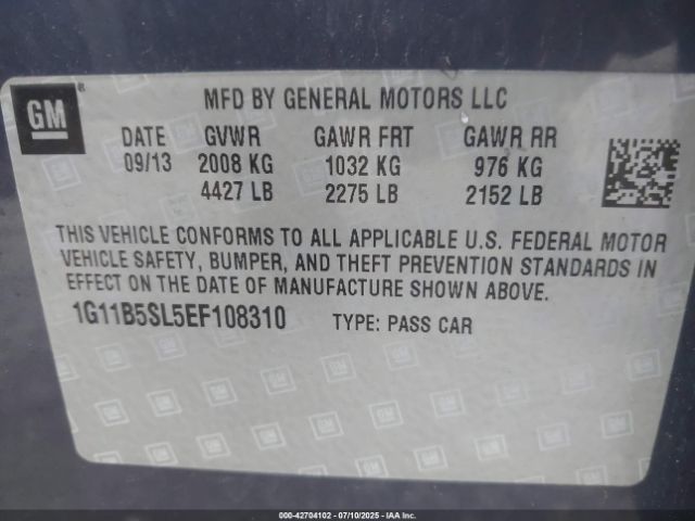 2014 CHEVROLET MALIBU 1G11B5SL5EF108310 Photo 8