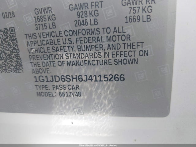 1G1JD6SH6J4115266 Chevrolet luw - mfi, e85 max