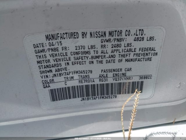 2015 INFINITI Q50 JN1BV7AP1FM345279 Photo 8