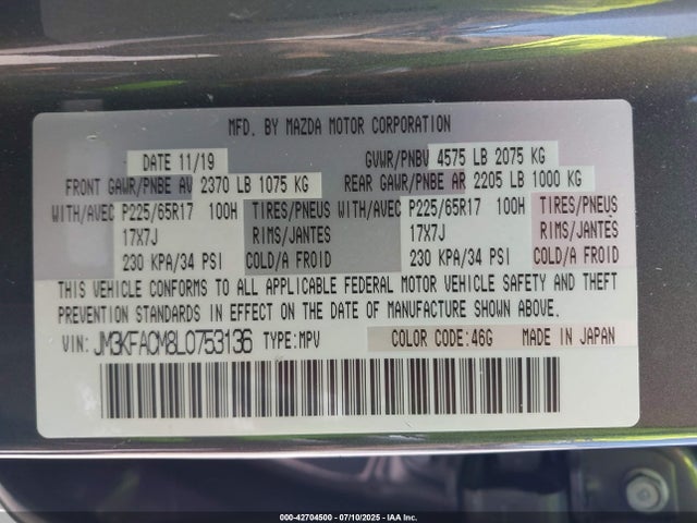 JM3KFACM8L0753136 Mazda py cylinder deactivation