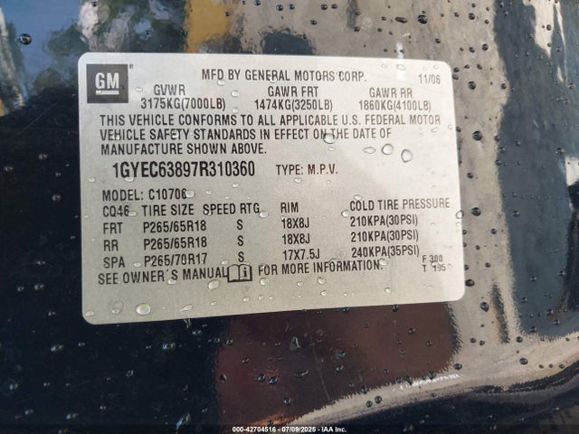 2007 CADILLAC ESCALADE 1GYEC63897R310360 Photo 8