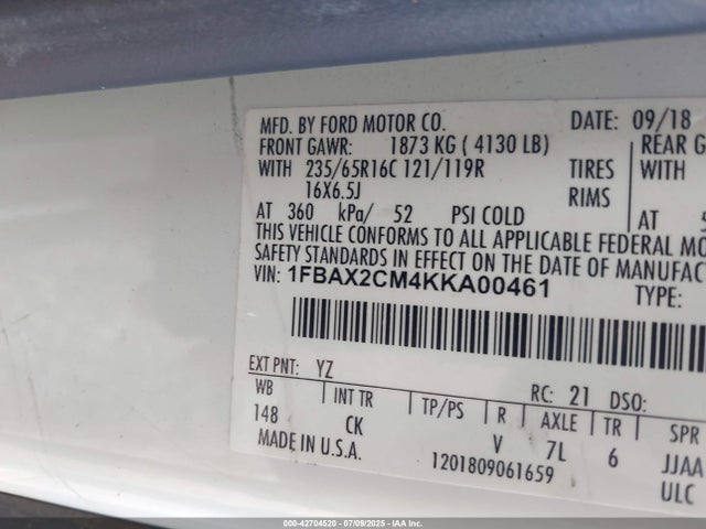 Ford 2019 2019 1FBAX2CM4KKA00461 Image 9