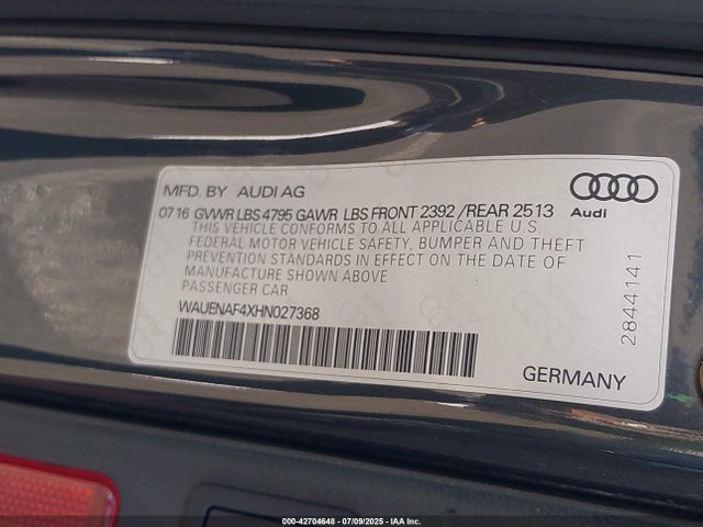 WAUENAF4XHN027368 Audi 2017