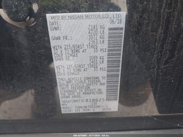 5N1AT2MV7JC818625 Nissan Rogue