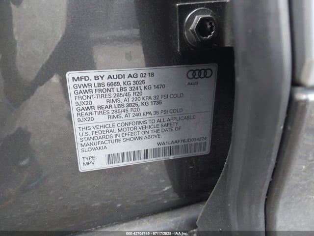 2018 AUDI Q7 WA1LAAF76JD034274 Photo 8