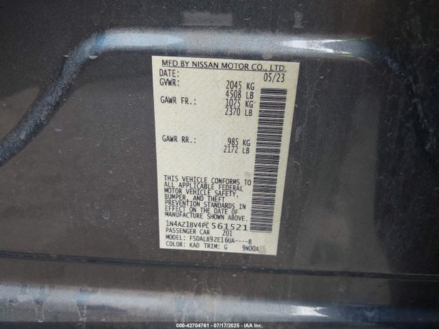 1N4AZ1BV4PC561521 Nissan Leaf