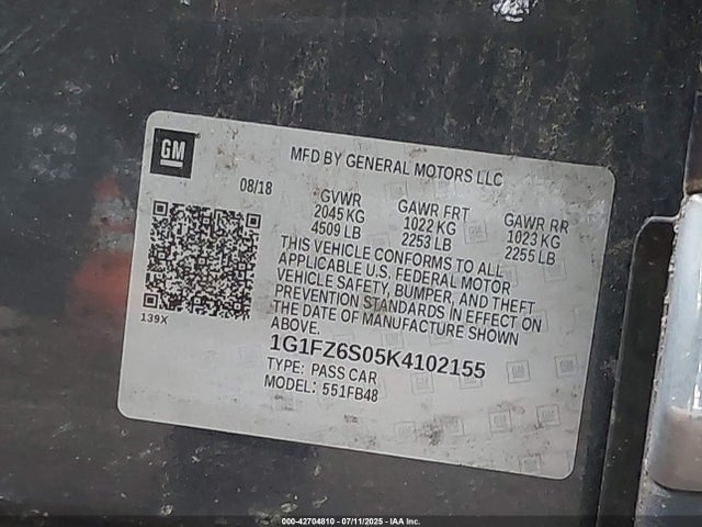 1G1FZ6S05K4102155 Chevrolet 2019