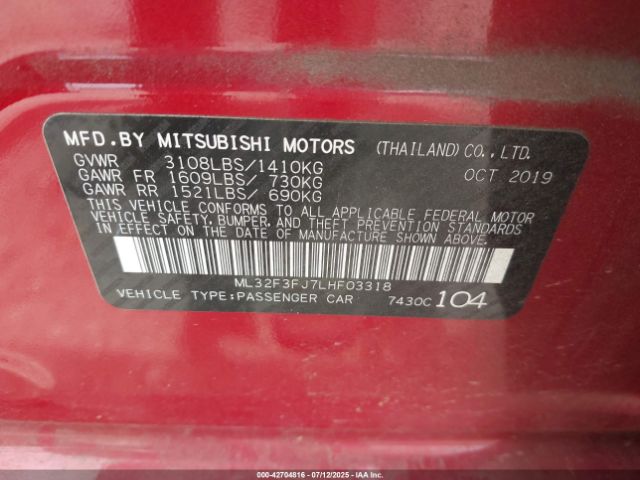2020 MITSUBISHI MIRAGE G4 ML32F3FJ7LHF03318 Photo 8