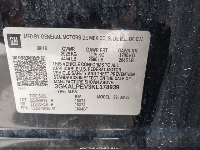 3GKALPEV3KL178939 GMC lyx - direct injection, vvt, fgt, turbo, alum, gen 1