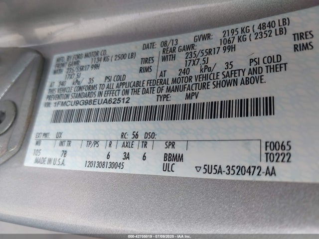 1FMCU9G98EUA62512 Ford Escape
