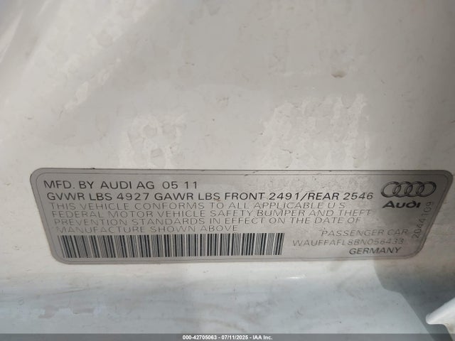 2011 AUDI A4 WAUFFAFL8BN056433 Photo 8
