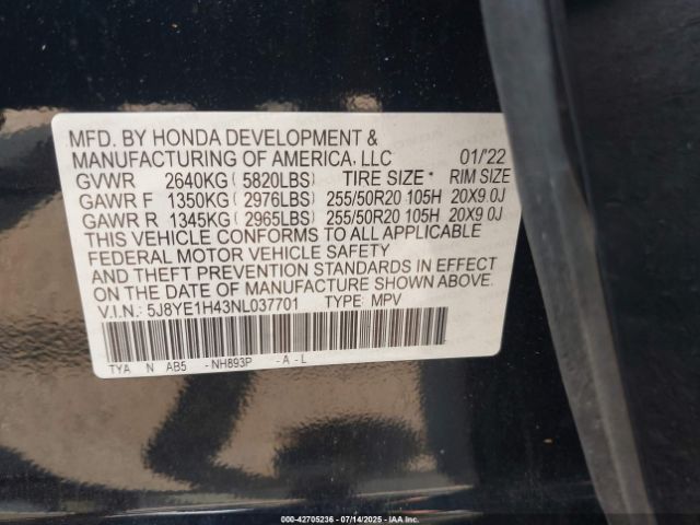 2022 ACURA MDX 5J8YE1H43NL037701 Photo 8