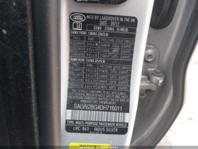 2013 LAND ROVER RANGE ROVER EVOQUE SALVV2BG4DH716011 Photo 8