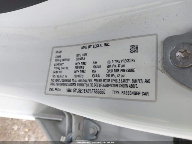 2020 TESLA MODEL 3 5YJ3E1EA0LF785650 Photo 8
