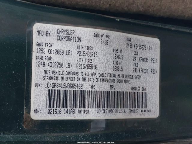 1998 CHRYSLER TOWN & COUNTRY 1C4GP64L9WB665462 Photo 8