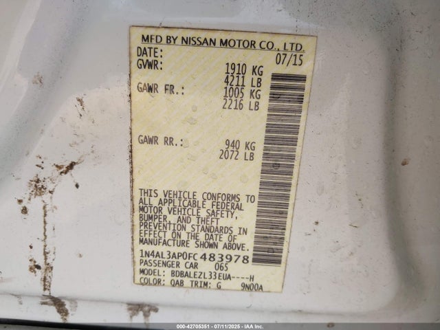 1N4AL3AP0FC483978 Nissan 2015
