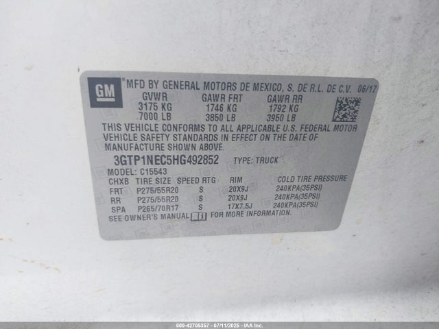 3GTP1NEC5HG492852 GMC l83 -spark ignited direct injection, variable valve timing, afm, e85 max, alum