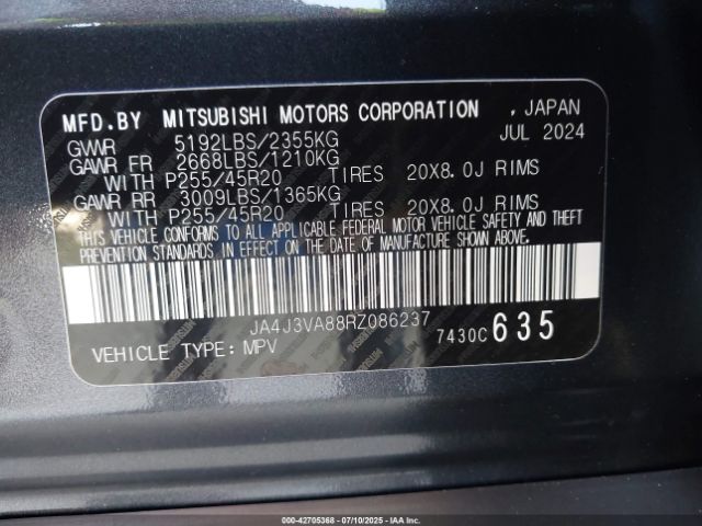 2024 MITSUBISHI OUTLANDER JA4J3VA88RZ086237 Photo 8