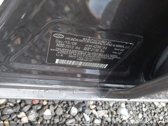 Aukcja sprzedaży 2009 Hyundai Sonata Gls, vin: 5NPET46C79H555226, numer aukcji: 42705414
