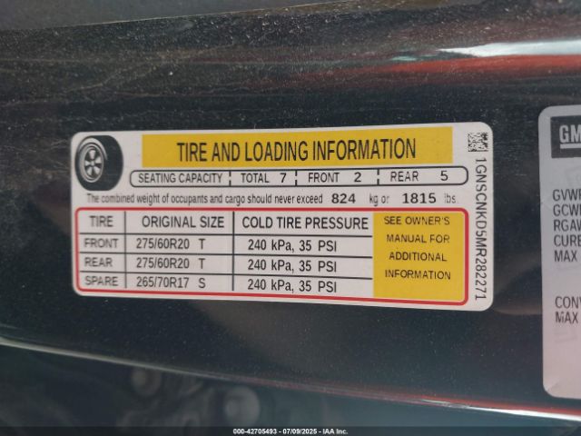 2021 CHEVROLET TAHOE 1GNSCNKD5MR282271 Photo 8