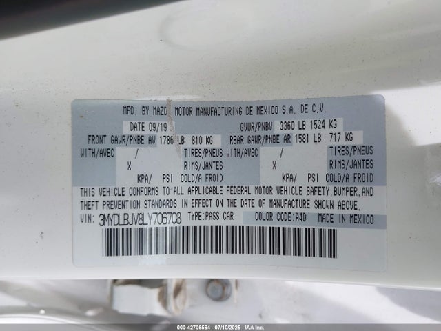 3MYDLBJV8LY706708 Toyota p5v