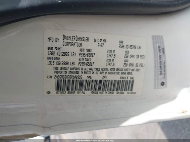 2008 CHRYSLER PACIFICA 2A8GM68X78R100999 Photo 8